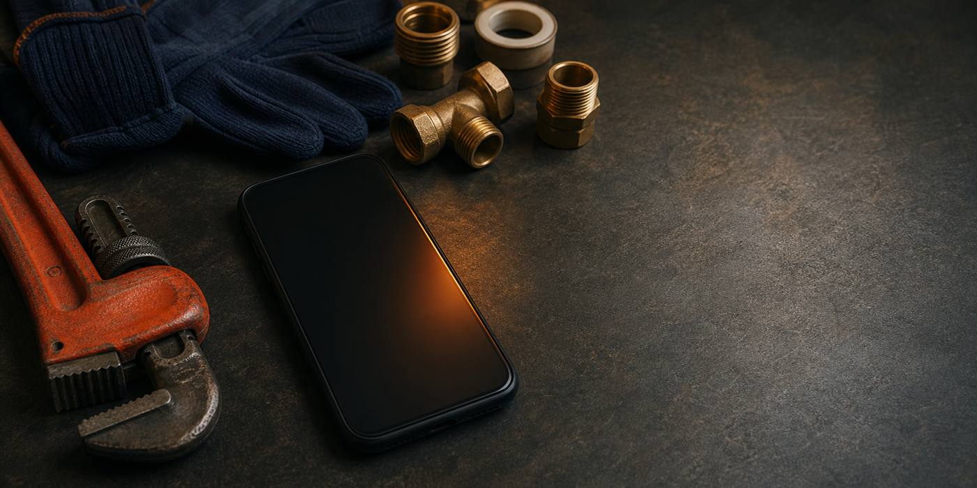 Plumbing tools and a phone ready for the next job